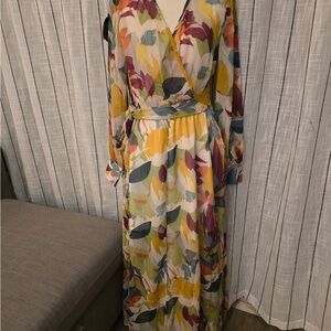 Vibrant Floral Long Sleeve Maxi Dress
